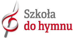 Logo akcji z napisem: Szkoła do hymnu oraz obrazem klucza wiolinowego